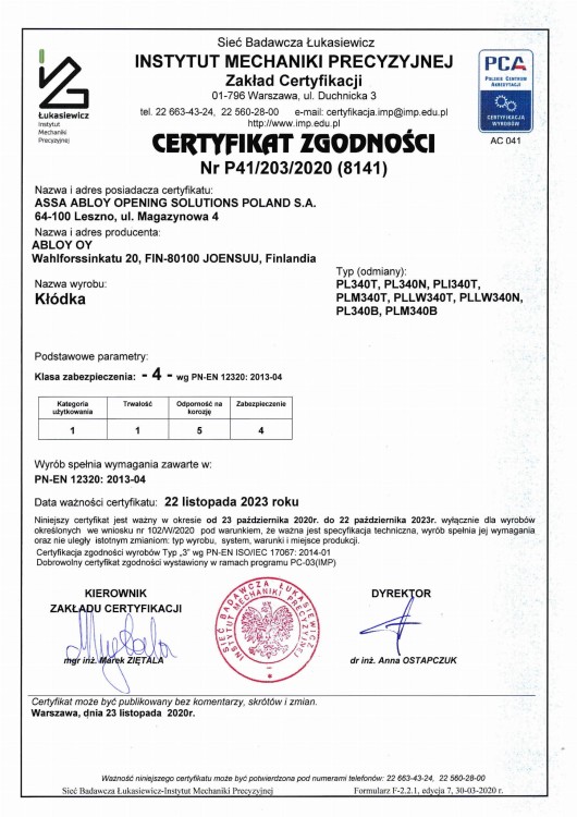 ABLOY Cert 2021 PL340T, PL340N, PLI340T, PLM340T, PLLW340T, PLLW340N, PL340B, PLM340B.jpg