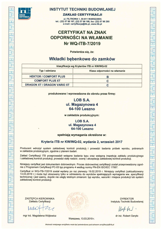 Certyfikat LOB Comfort PLUS XT Atest.png