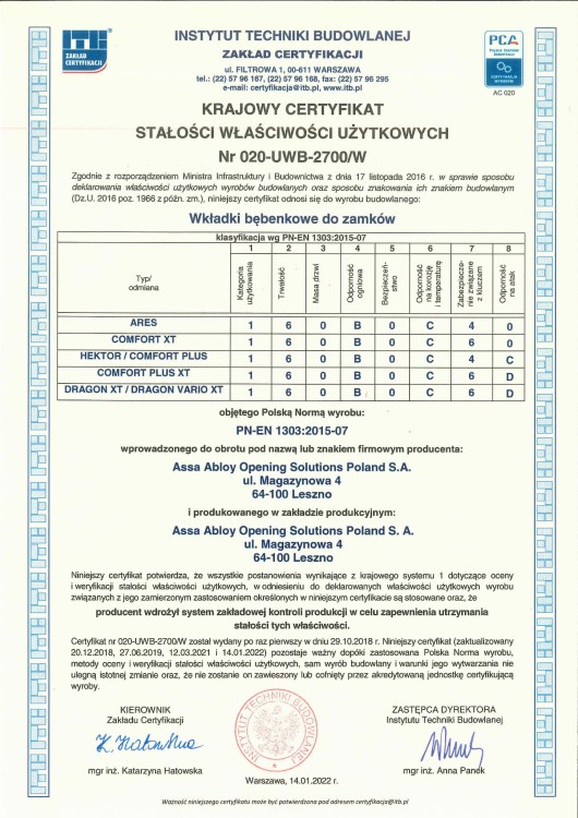Cert. st. wł. użytk. 020-UWB-2700W Ares, Comfort XT, Hektor, Comfort Plus XT, Dragon XT, Dragon Vario XT kopia.jpg